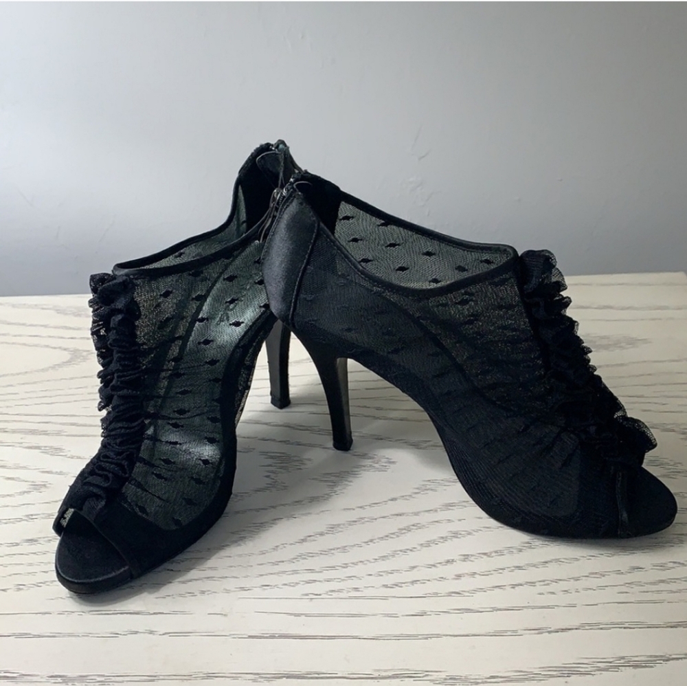 Black peep toe booties 8.5